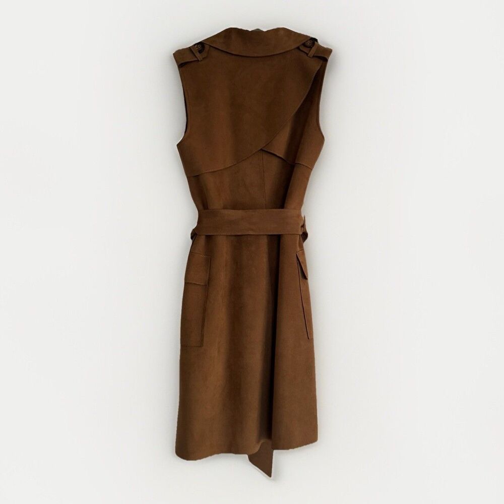 Love Token Long Trench Vest Waistcoat Sleeveless Duster Size XS Microsuede - Picture 3 of 16